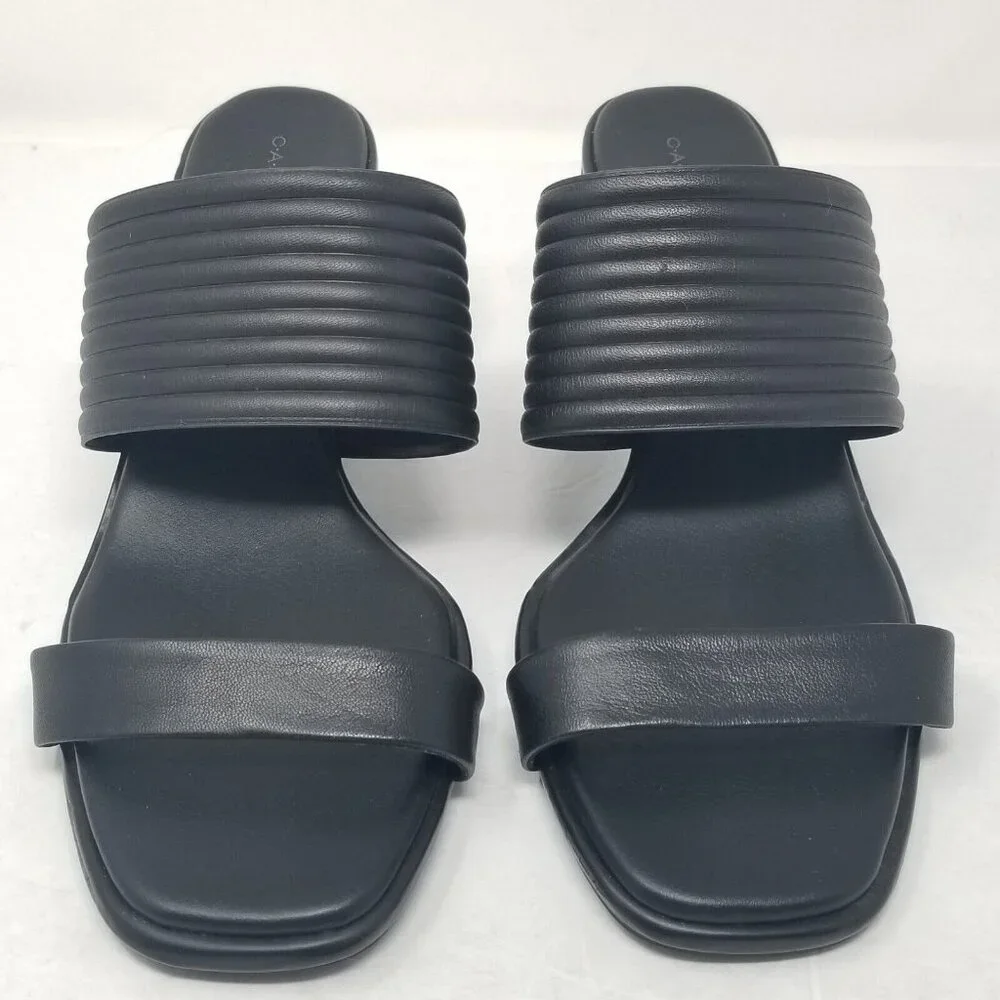 Caslon Women's Sandals Black Slides Lamia Slip On Vegan Open Toe Block H… - Picture 3 of 8